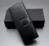 Luxury Black Leather Pencil case high quality Double pen Holder stationery office school supplies pens bag as gift