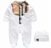 2021 Baby Rompers Plaid Clothing Sets With cap 0-1Y Birthday Cotton Romper Newborn Infant Bodysuit Children Two-piece Onesies Jumpsuits Climbing Clothes