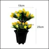 Grinaldas festivas festas suprimentos doméstico jardim conjunto artificial flor mti-cor realista simation buquê plantas falsificadas em vaso para mesa de mesa deco