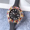 Marca Relógios Masculino Feminino Cristal Colorido Estilo Diamante Pulseira de Borracha Quartzo Relógio de Pulso X205