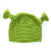 Unisex Balaclava Monster Shrek Hat Wool Winter Knitted Green Party Funny Beanie Skullies Cap for Women Men Pure Handmade GC