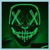 Festive Home Gardenhalloween Maschera divertente Led Light Up The Purge Election Year Great Festival Cosplay Costume Forniture Maschere per feste Goccia Deli