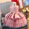 Robes de fille 2021 Fleur Fille Mariage Dentelle Tutu Robe Été Bébé Filles Fête D'anniversaire Vêtements 0-5 Ans Costume De Princesse