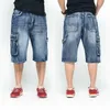 Hommes Loose Jeans Hip Hop Skateboard Jeans courts Pantalons de mode pour hommes Taille 30-46 Grandes poches 210622