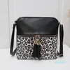 Cross Body Damen Umhängetaschen PU Leder Schulter Shopper Geldbörse Mode Lässig Leopard Doppelte Quaste Reißverschluss Handytaschen