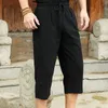 Linen Short Men 3/4 Length Knee Cotton Large Size 5xl High Waist Plus 6XL Bermuda Shorts Male Long Men's Summer Breeches 210714