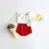 Primavera e outono jumpsuit de bebê tricô camisola conjunta vestuário bodysuits menina roupas 210702