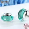 BAMOER 100% argento sterling Ariel firma colore perline in vetro di Murano misura braccialetto con ciondoli autentici gioielli in argento S925 SCZ021 Q0531