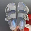 Summer flat slippers diamond square buckle women's sandals fashionable leather flash cool fashion slippers, exquisite design 35-40
