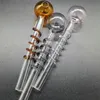 QBsomk Water Pipe Glass Oil Burner Pipes Double Bubble Straight Pot Approx 140mm Helical Tube Borosilicate Spring Tubes For Bongs Dab Oils Rig Random Color