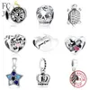 FC Jewelry Fit Original Brand Charms Bracelet 925 Sterling Silver Breast Cancer Hope Ribbon Family Mom Bead Women DIY Berloque Q0531