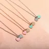 Moda rosa / azul esmalte duplo coração pingente colar para mulheres meninas luxo de aço inoxidável cadeia amizade fina jóias presente g220402