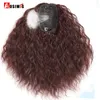 AOSI Vrouwen Clip In Hair Extensions 2 Clips In Topper Natuurlijk haar Krullend Zwart Bruin Synthetisch haar met pony Nep haarstukje 220217