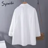 Syiwidii Femmes Blouses Bureau Lady Coton Oversize Plus Taille Tops Rose Blanc Bleu Manches Longues 2021 Printemps Chemises De Mode Coréenne 210315