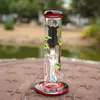 Narghilè Perc dritti che si illuminano al buio Olio Dab Rigs Bong in vetro spesso 5 mm Mashroom Gufo Decalcomanie viola Tubi dell'acqua Downstem diffuso da 18 mm