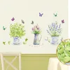 DIY Behang Pot Bloem Pot Butterfly Muurstickers Woondecoratie voor Keuken Raam Glas Badkamer Decals Waterdicht 210310