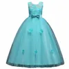 子供たちのドレスのウェディングドレス子供のドレスの女の子の衣装ロングプリンセスドレスフォーマルドレス子供服vestidos 4-12Y 210303