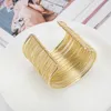 Wide Open Cuff Bracelets Bangles for Women Punk Retro Gold Silver Color Big Bangle Metal Wires String Handmade Jewerly Female Q0719