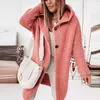 Femmes À Manches Longues Patchwork Chaud Manteau Casual Femme Poche Outwear Mode Lâche Streetwear Lady Vêtements Hiver Automne Veste 211008