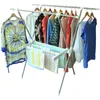 Shape Folding Length Floor Stand Laundry Rack Balcony Garment Clothes Drying With Towel Pole Outdoor DQ0028E