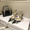 Dress Shoes Women Shoe Bling Sequins Heels Wedding Pumps Pointed Toe Slip On High Heel 9.5CM Metal Bow Diamond Glitter Mach Black