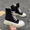Crystal Sole Men Canvas Calf Boots High Top Increasing Mens Elevator Platform Shoes Thick Bottom Half Boot Fashion