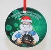 Ornements de quarantaine de noël en céramique, pendentif rond en acrylique pour arbre de noël, père noël portant un masque, décorations de noël avec corde