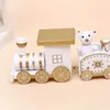 New Christmas Toy Cartoon Train Painted Wood Christmas Decoration For Home With Santa Bear Xmas Kid Toys Christmas Gift Ornament XVT1072