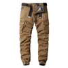 Mężczyźni Casual Cotton Cargo Spodnie Elastyczne Na Zewnątrz Turystyka Trekking Taktyczne Spodnie dresowe Męskie Wojskowe Multi-Pocket Combat Spodnie 210715