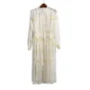 Casual jurken vsue grijs beige marine ster maan borduurwerk gaas maas kraag kraag midi elegant zoete feest losse jurk runway d0201