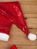 Tjejens klänningar Baby Girls Christmas Princess Dress With Hat Set Red Sequins Faux Fur Adorned Tutu Toddler Kids Girl Xmas Kläder