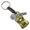 Bronze Fashion Sign Tag Keyring Key Rings 12 Constell Leather Keychain Bag hänger smycken Will och Sandy Gift