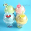 13 oz Fruit Ice Mugs Plastic Waters Bottle with Straw Lemon Watermelon Shaped Kids Water Cup Student Gift Tumbler T9I001193
