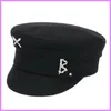 Luxur Designer Rhinestone broderad ull tweed Autumn Winter Navy Hats Girl Bailey Flaty Flat Top Women Mens Caps Casquette D2112033F
