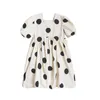 Sommarklänning för tjejer barn barn polka dot prinsessan fest klänningar vit elegant puff ärm bomull söt födelsedag klänning 1-7y q0716