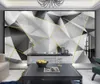 Moderne Simple Simple Three-Dimensionnel Geometric Gold Grey and White TV Fond d'écran 3D Wallpaper