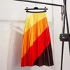 Marwin -Периодическая радужная радуга, обесцвечиваемая шелковая поверхность ретро, ​​женские юбки с высоты