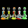 7 '' Diamond Smoking Pipes à eau Bongs en verre Narguilés en silicone de qualité alimentaire Plates-formes pétrolières pour tabac Tuyau étanche