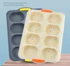 Pişirme Tepsi Kalıp Araçları Silikon Ekmek Somun Olmayan Yapışmaz Delikli Pan DIY 8 Loave Hamburger Sandviç Kek Kahvaltı Mutfak Kalıp