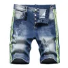 Shorts jeans pintados masculinos Jeans bolso de verão tamanho grande casuais furos envelhecidos ajuste fino calças masculinas calças curtas DY1125