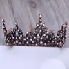 Barock tiara vintage geometriska pärlor tiaras kronor hårband kungligt queen headband för kvinnor julparty hår smycken