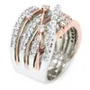 Anéis de casamento 925 prata vintage cruz ramo anel de noivado luxo zircão grande para mulheres moda rosa ouro cor jóias gift6695054
