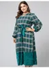 Casual Dresses 2021 Woman Dress Big Size Autumn Winter Patchwork Plaid Loose Single Breasted England Style