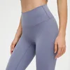 L-108B Calça de cintura alta Calça de ioga sem linha T Meia-calça elástica Leggings de cor sólida Calça de moletom feminina com bolso na cintura para fitness