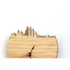 Wall Clocks Natural Bamboo HongKong Clock Skyline Design Watch Memorial Pography Decoration Modern City