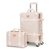 Urecity Vintage Luggage Sets of 2 Pieces with Swivel Caster Wheels and Combination Lock, Retro Cute Suitcase for Schoolg