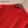 Lafarvie 패션 캐시미어 블렌드 니트 스웨터 및 풀오버 여성 플러스 사이즈 TurtleNeck Play Femme Poils Doux 가을 겨울 탑 210918