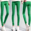 Candy Färg Kvinnors Stretch Pencil Byxor För Kvinnor Elastisk Hög Midja Skinny Leggins Femme Green Rosa Vit Grå Lila Leggings 211115