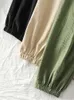 Surmiitro Cotton Ankel Cargo Byxor Kvinnor Mode Höst Koreansk Stil Gröna Fickor Hög Midja Harem Byxor Kvinna med Bälte 210712