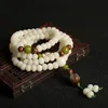 Pedra natural Bodhi root wrap braceletes branco jade budista 108pcs buddha beads rosário bodhis pulseira para mulheres